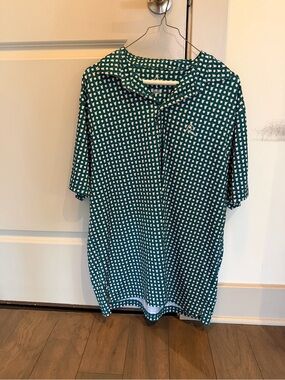 Rhoback Teal and White Patterned Polo